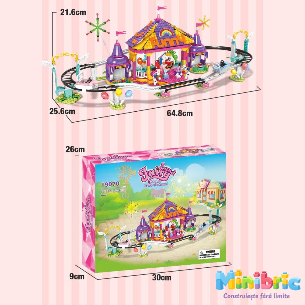 Set de Constructie cu Piese Tip Blocuri Jucarie Constructie MiniBric Circus Roller