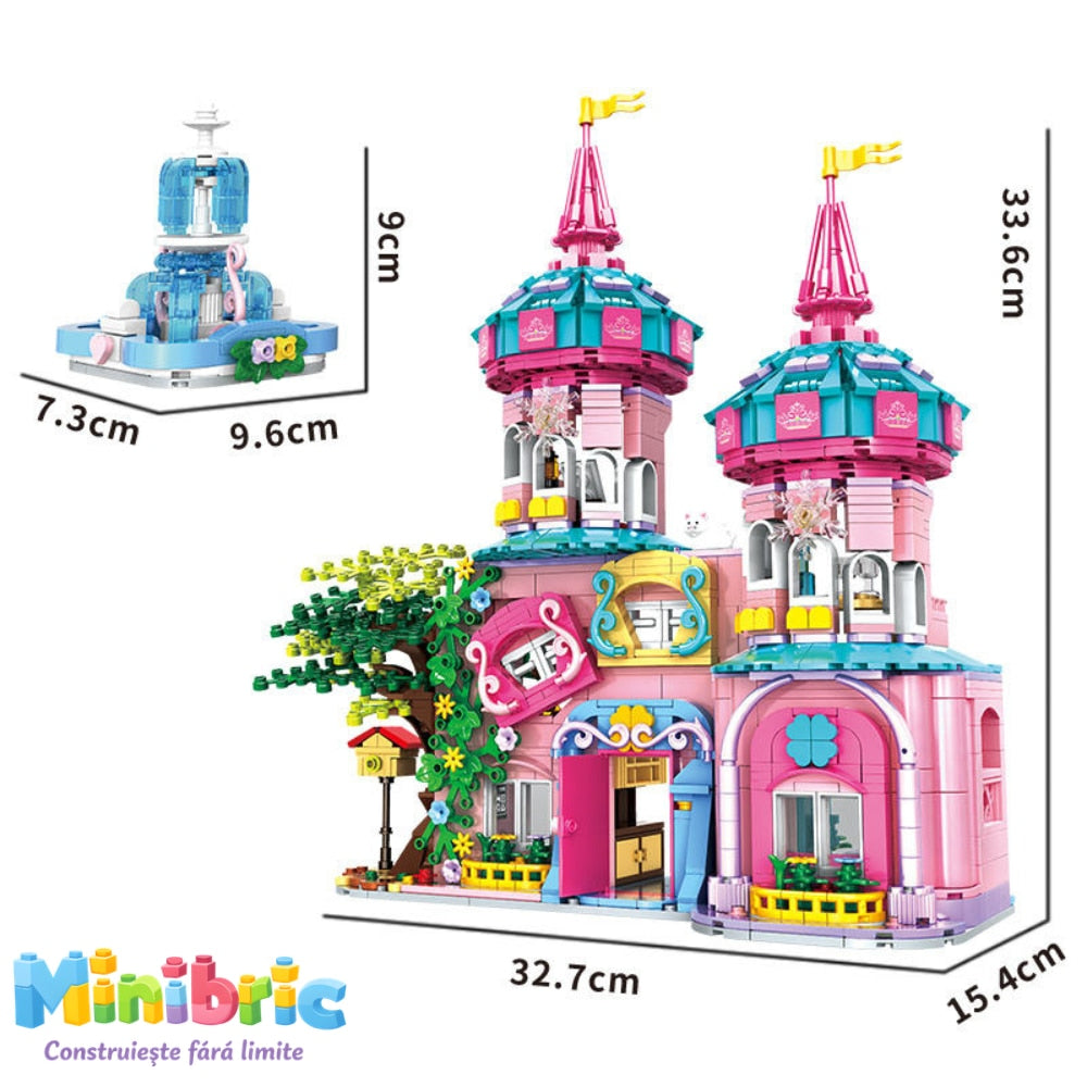 Set de Constructie cu Piese Tip Blocuri Jucarie Constructie MiniBric Fairy Castle