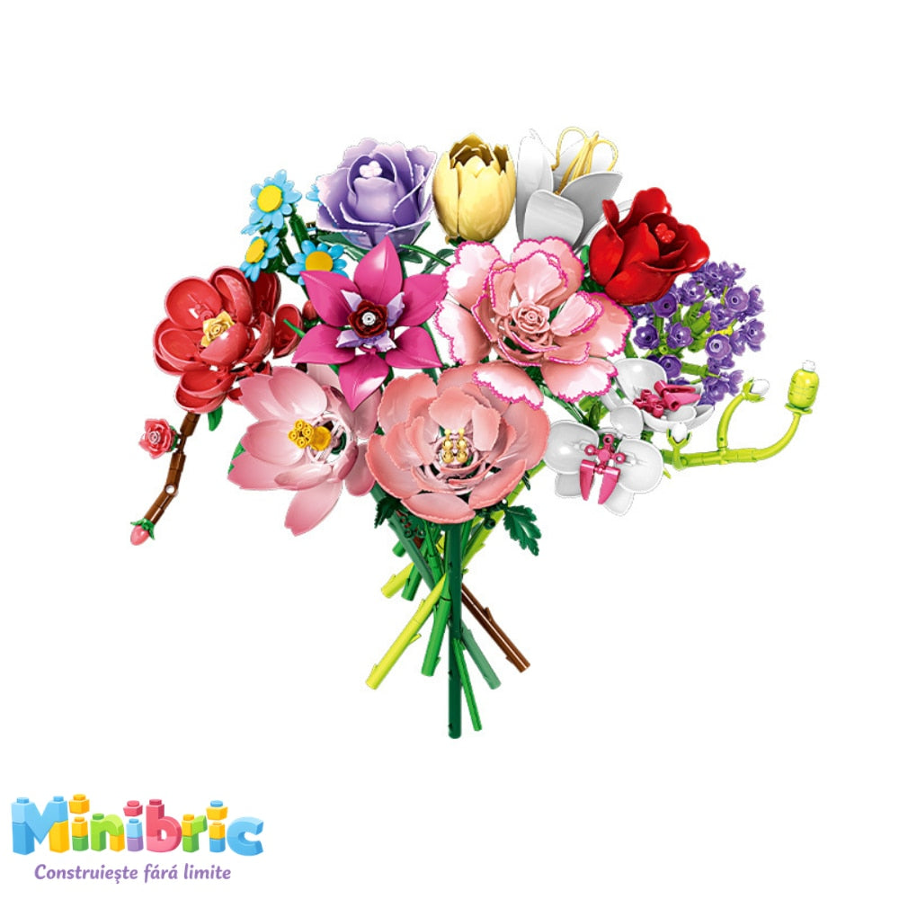 Set de Constructie cu Piese Tip Blocuri Constructie MiniBric Marquise Garden Bouquet