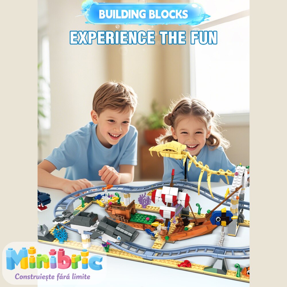 Set de Constructie cu Piese Tip Blocuri Constructie MiniBric Ocean Roller Coaster Adventure