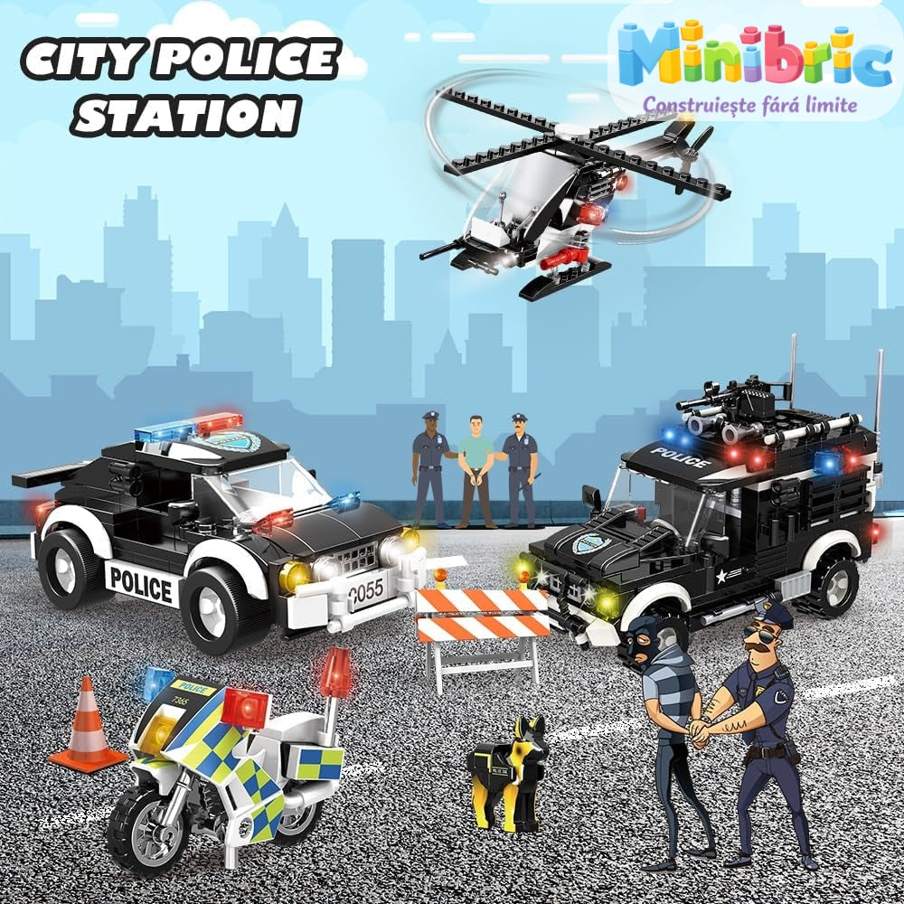 Set de Constructie cu Piese Tip Blocuri Constructie MiniBric Swat Police Station