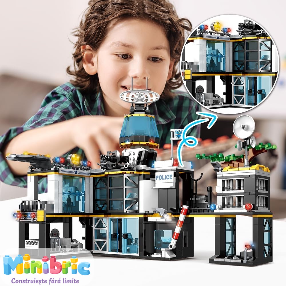 Set de Constructie cu Piese Tip Blocuri Constructie MiniBric Swat Police Station