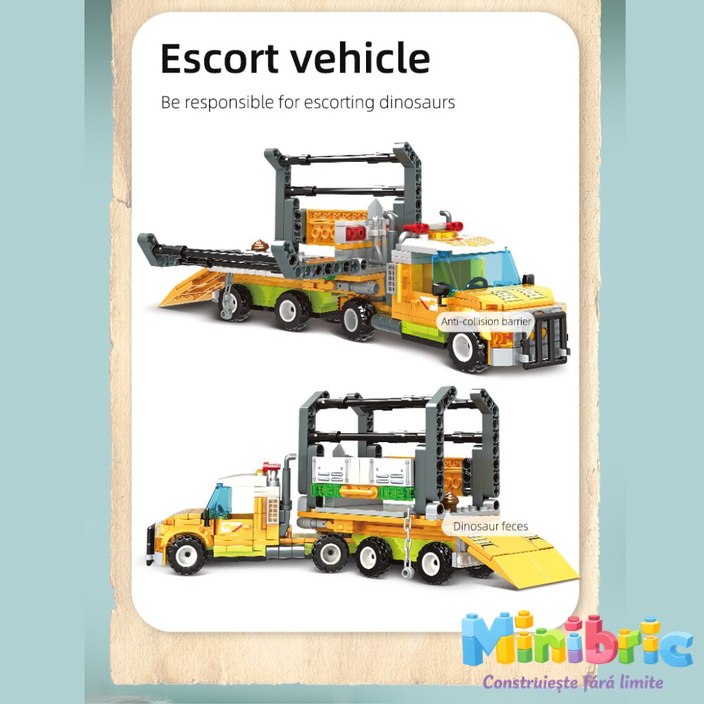 Set de Constructie cu Piese Tip Blocuri Jucarie Constructie MiniBric Dino World