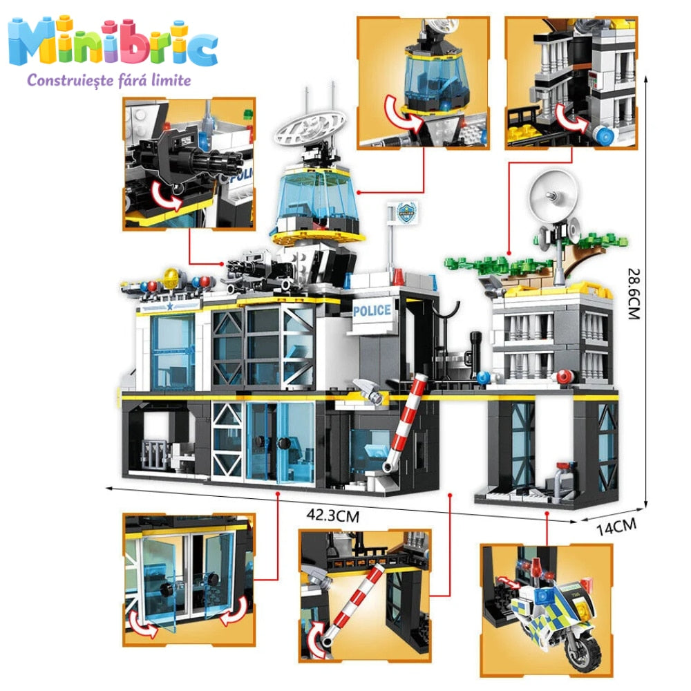 Set de Constructie cu Piese Tip Blocuri Constructie MiniBric Swat Police Station
