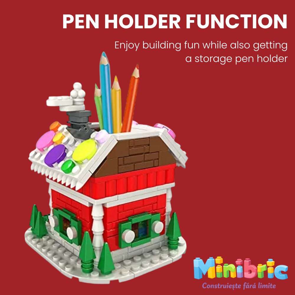 Set de Constructie cu Piese Tip Blocuri Constructie MiniBric Casa de Turta Dulce