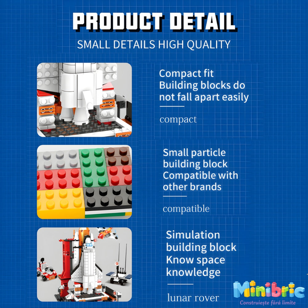 Set de Constructie cu Piese Tip Blocuri Constructie MiniBric Spacecraft Lunch Station